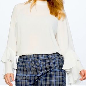 NWT Eloquii White Semi-Sheer Dramatic Sleeve Blouse Size 14